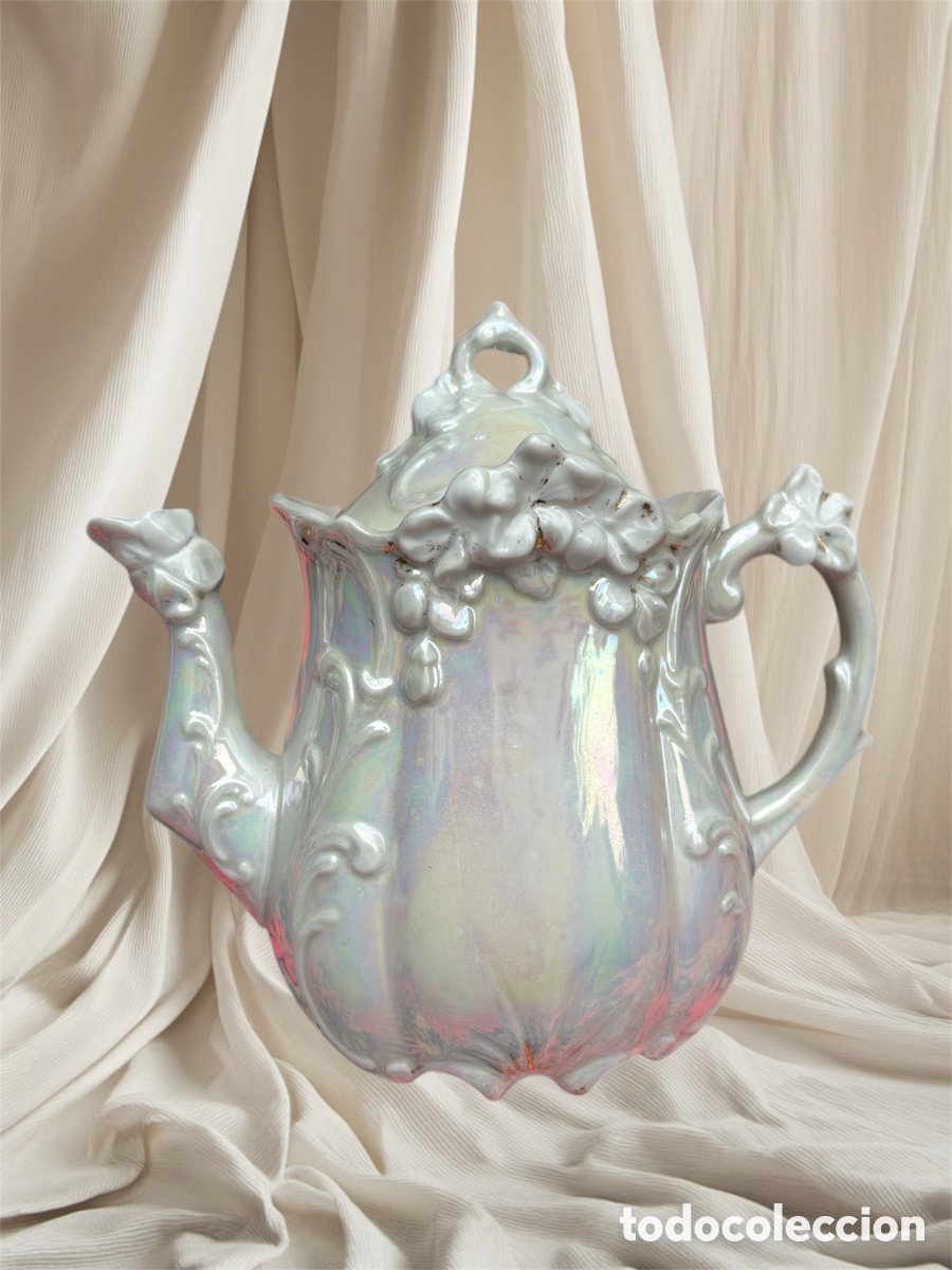 Antig&uuml;edades: PRECIOSA CAFETERA TETERA MODERNISTA DE REFLEJOS - Foto 3