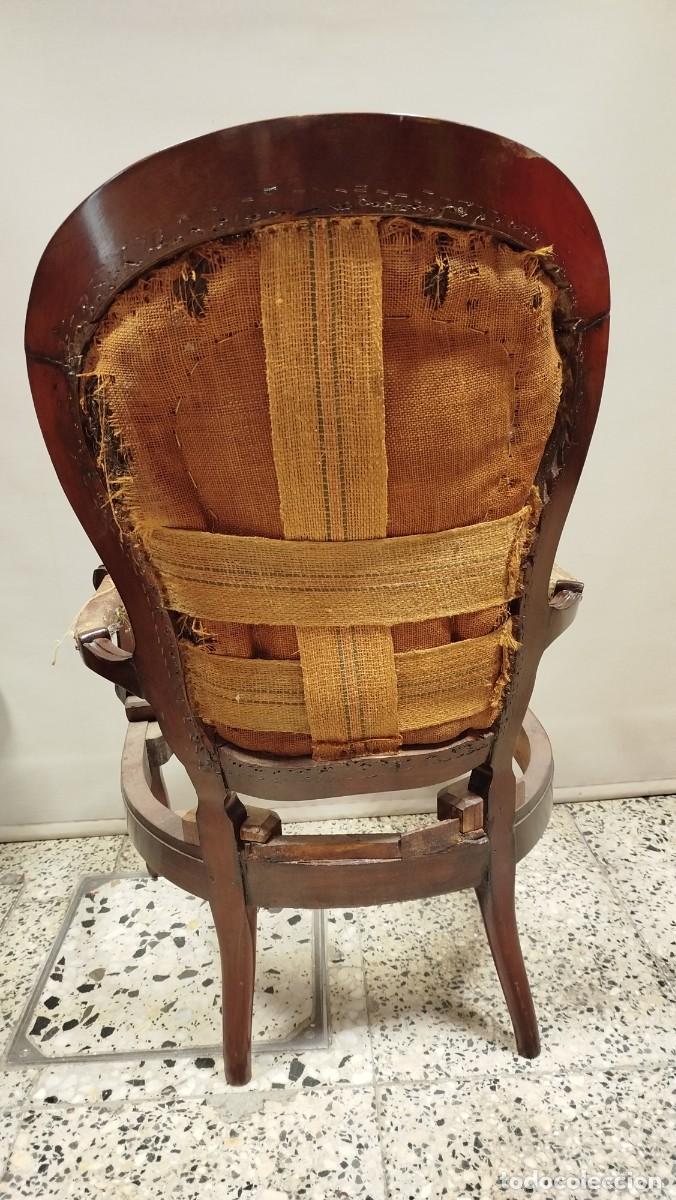 Antig&uuml;edades: BUTACA ISABELINA DE MADERA DE CAOBA - Foto 6