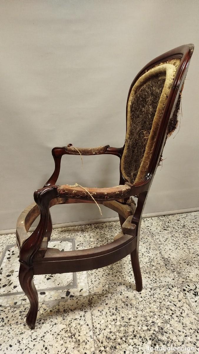 Antig&uuml;edades: BUTACA ISABELINA DE MADERA DE CAOBA - Foto 7