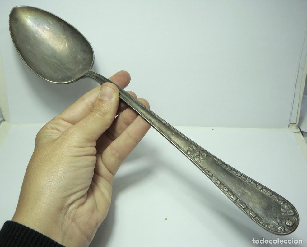 Antig&uuml;edades: Cuchar&oacute;n y Cazo antiguos. Alpaca. - Foto 3