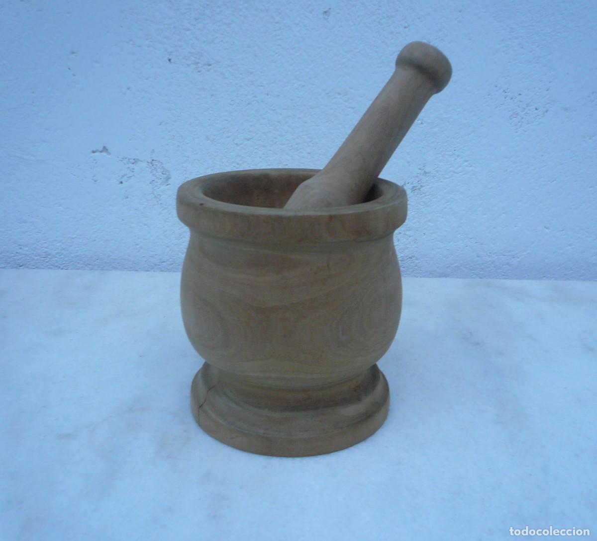 Antig&uuml;edades: MORTERO DE MADERA COMPLETO - Foto 2