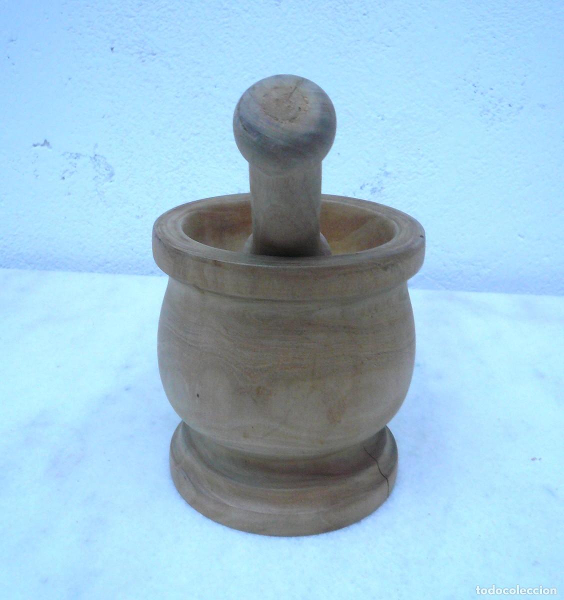 Antig&uuml;edades: MORTERO DE MADERA COMPLETO - Foto 11