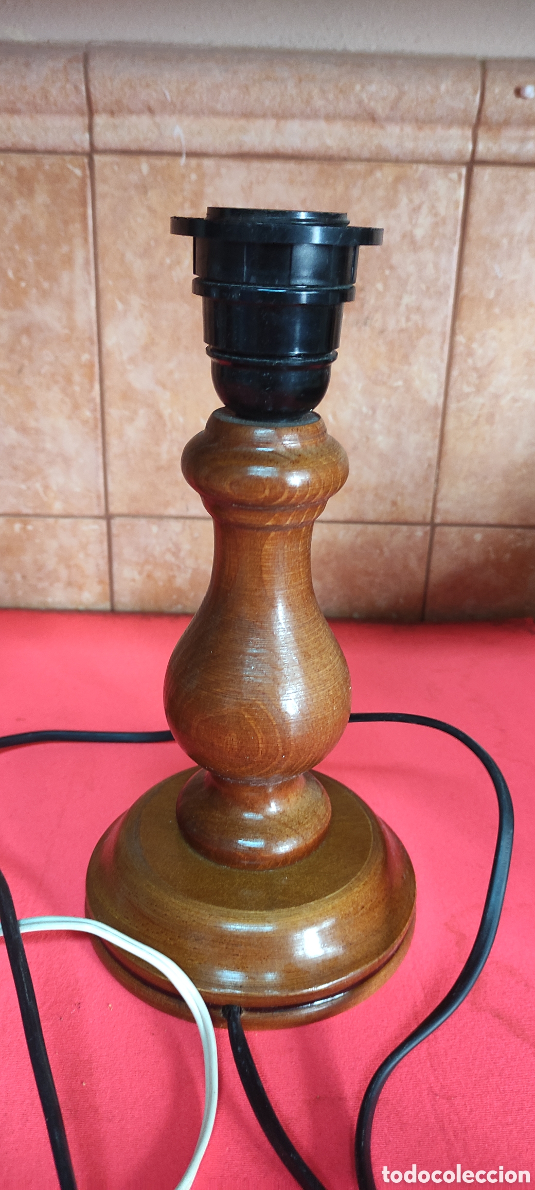 Antig&uuml;edades: Pareja de pies de l&aacute;mparas de madera - Foto 2