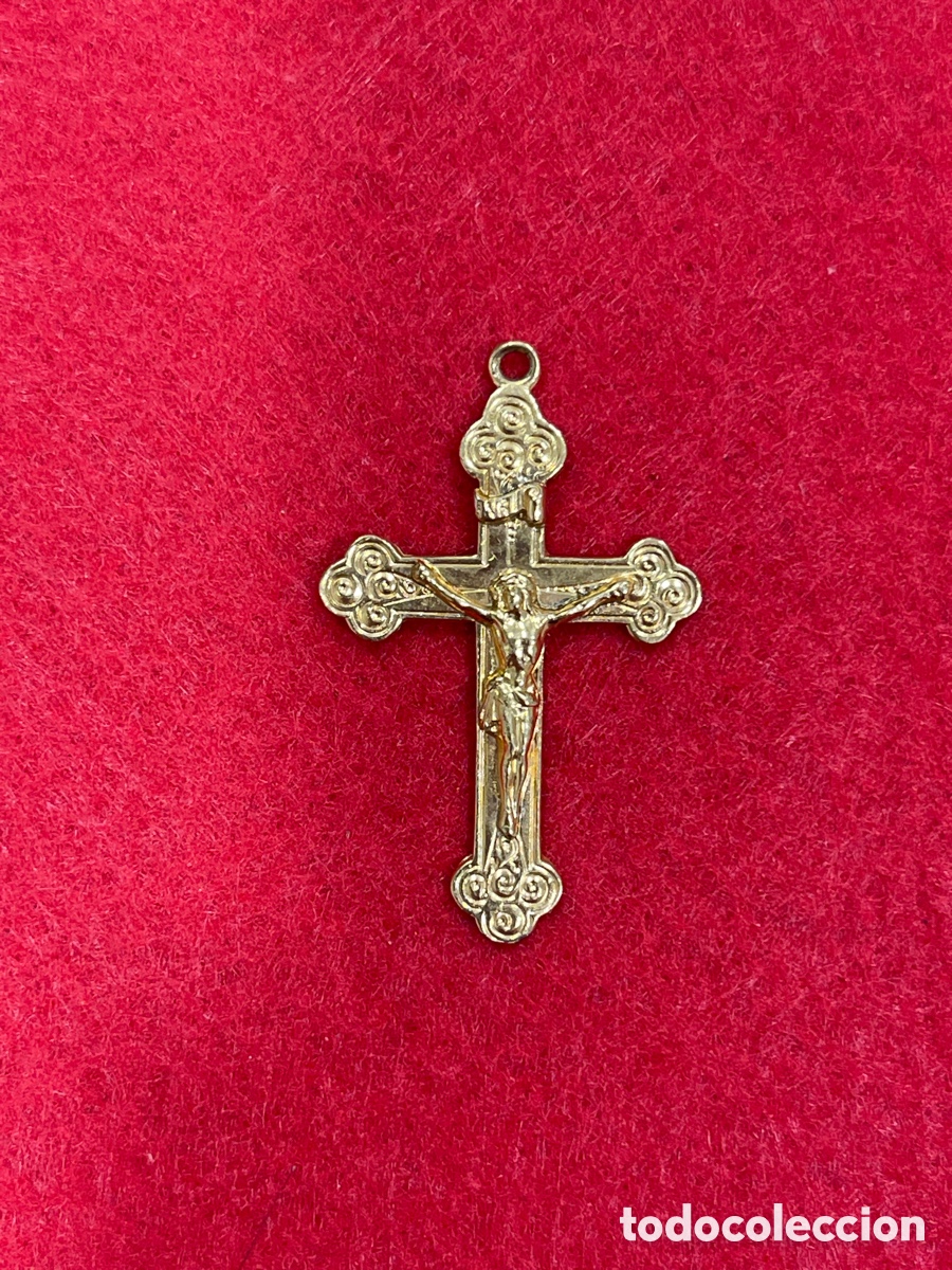 Antig&uuml;edades: Crucifijo chapado en oro. - Foto 1