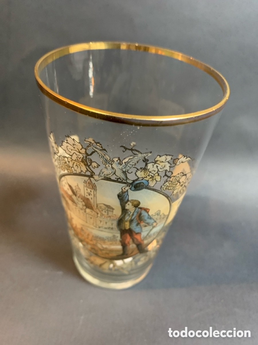 Antig&uuml;edades: Vaso de cristal alem&aacute;n decorado - Foto 4
