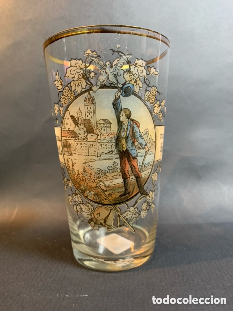 Antig&uuml;edades: Vaso de cristal alem&aacute;n decorado - Foto 1