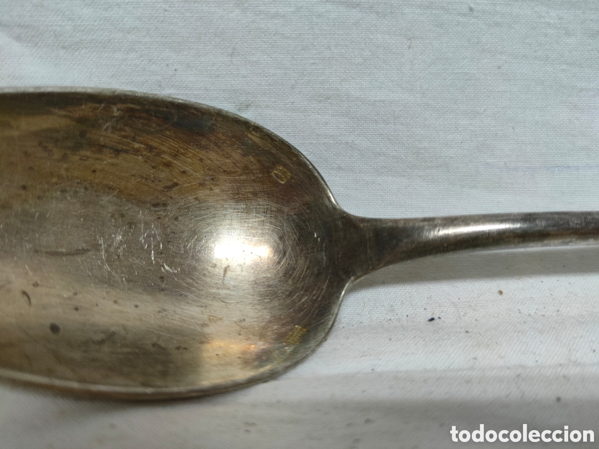 Antig&uuml;edades: CUCHARA BA&Ntilde;ADO EN PLATA.PUNZONADA. - Foto 6