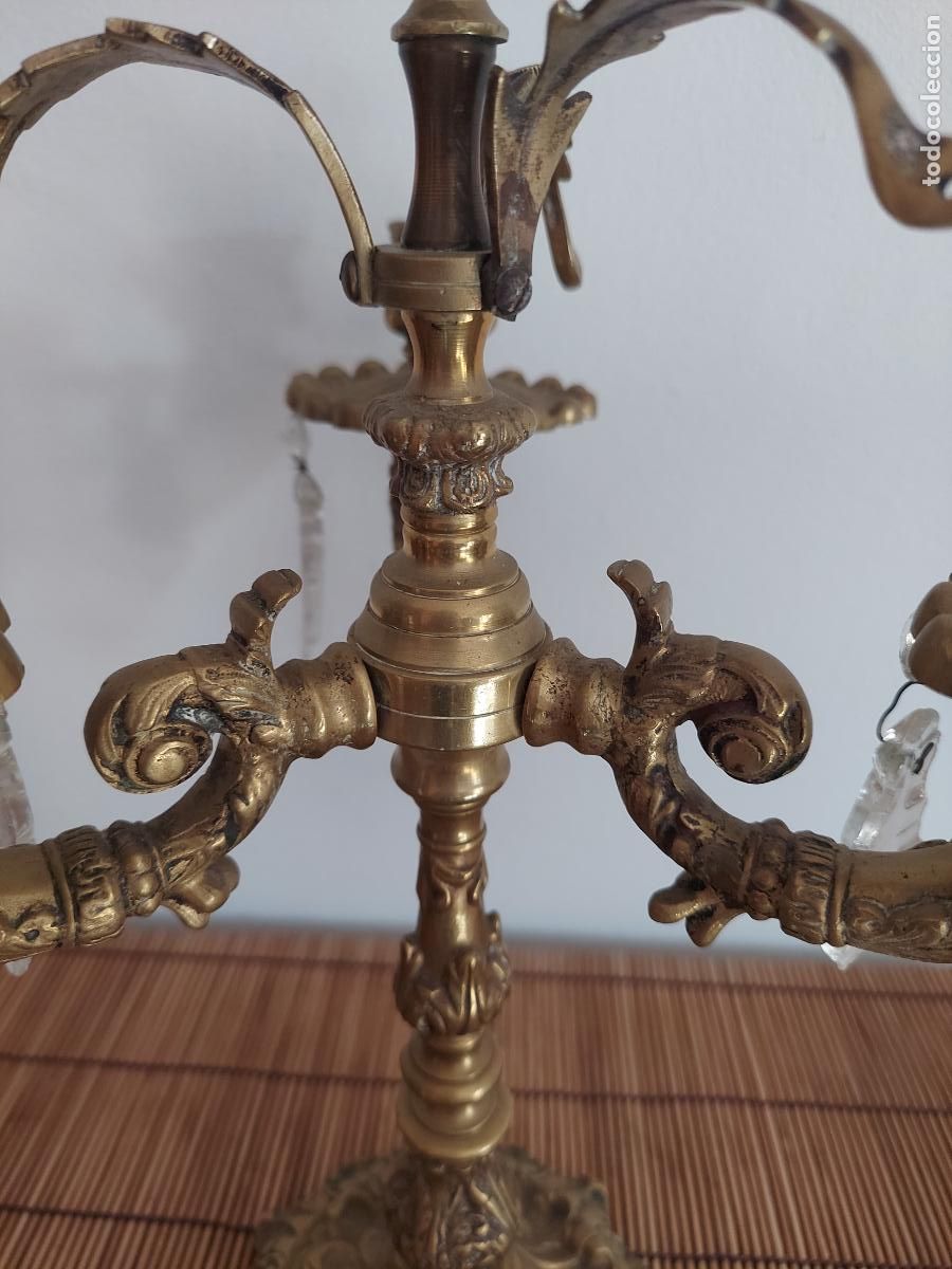 Antig&uuml;edades: Antiguo candelabro barroco de bronce - Foto 2
