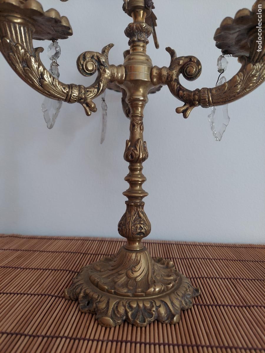 Antig&uuml;edades: Antiguo candelabro barroco de bronce - Foto 3