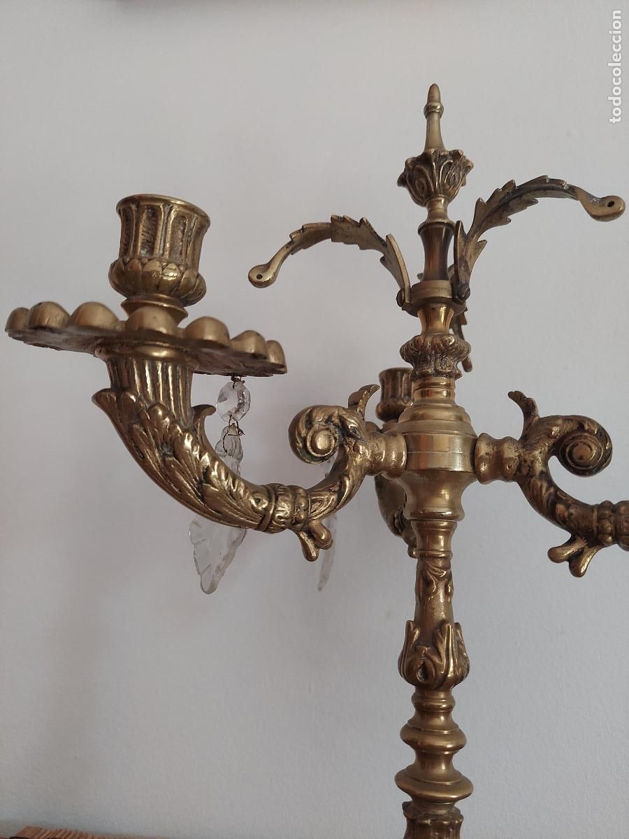 Antig&uuml;edades: Antiguo candelabro barroco de bronce - Foto 4