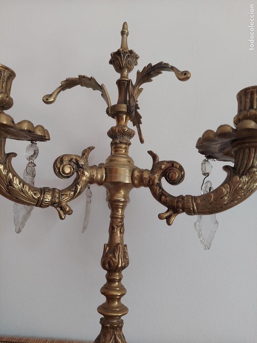 Antig&uuml;edades: Antiguo candelabro barroco de bronce - Foto 5