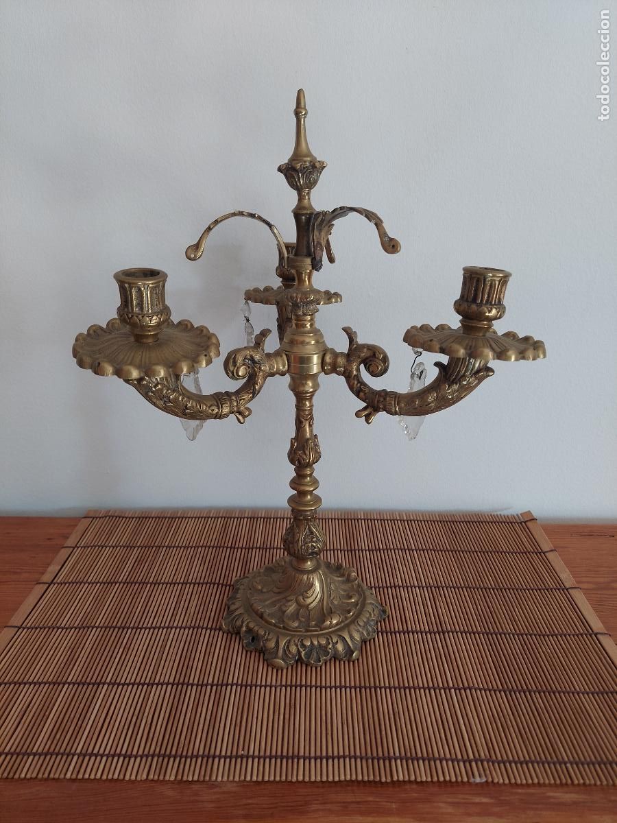 Antig&uuml;edades: Antiguo candelabro barroco de bronce - Foto 7