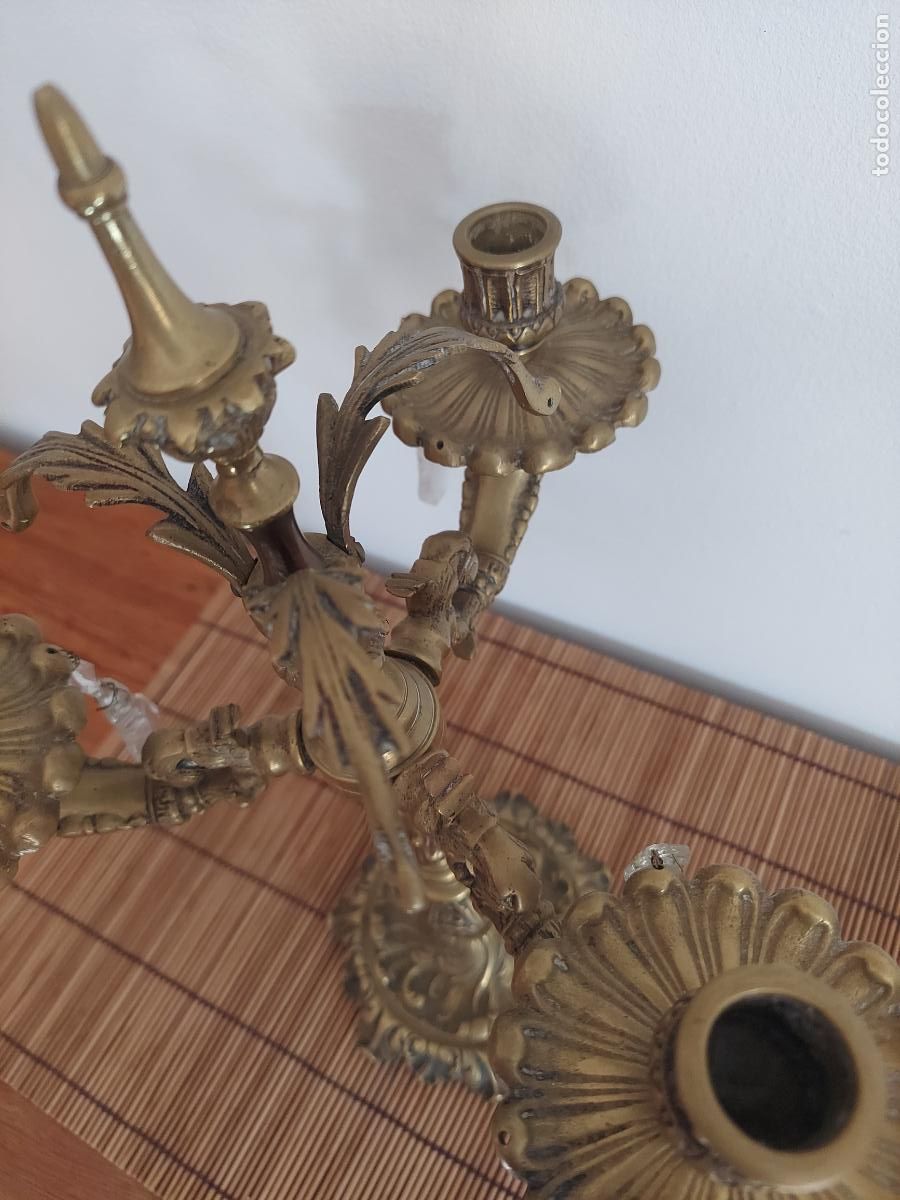 Antig&uuml;edades: Antiguo candelabro barroco de bronce - Foto 8