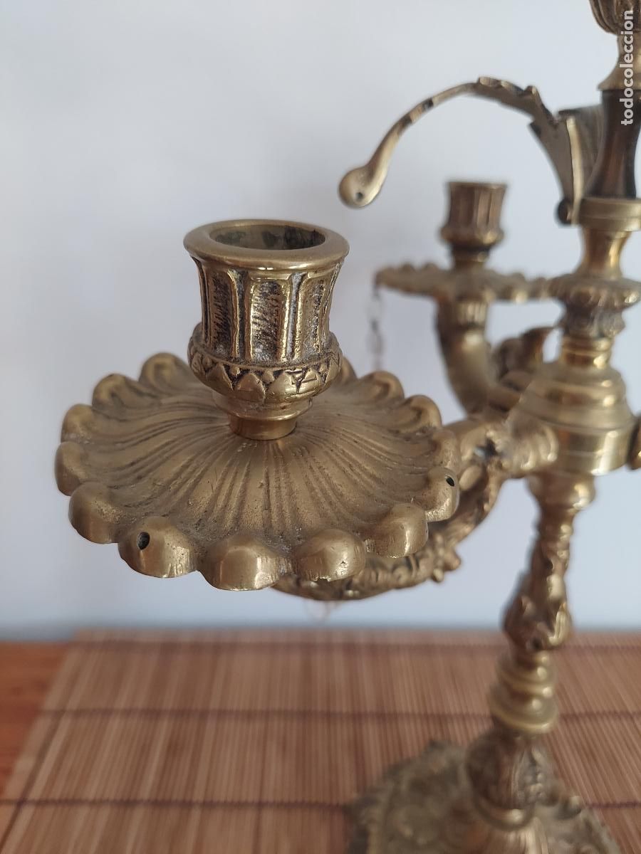 Antig&uuml;edades: Antiguo candelabro barroco de bronce - Foto 10