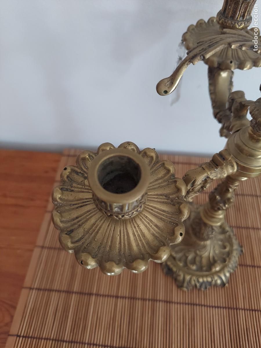 Antig&uuml;edades: Antiguo candelabro barroco de bronce - Foto 11