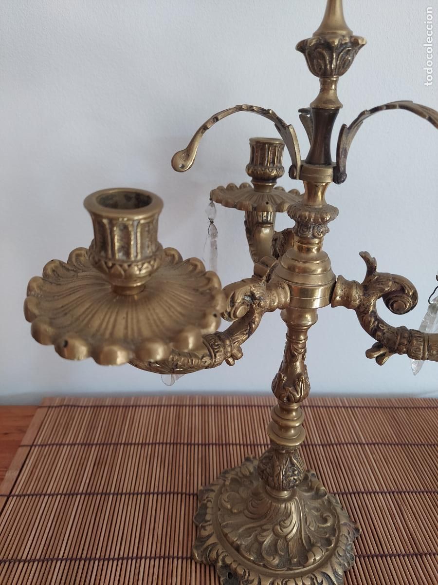 Antig&uuml;edades: Antiguo candelabro barroco de bronce - Foto 12
