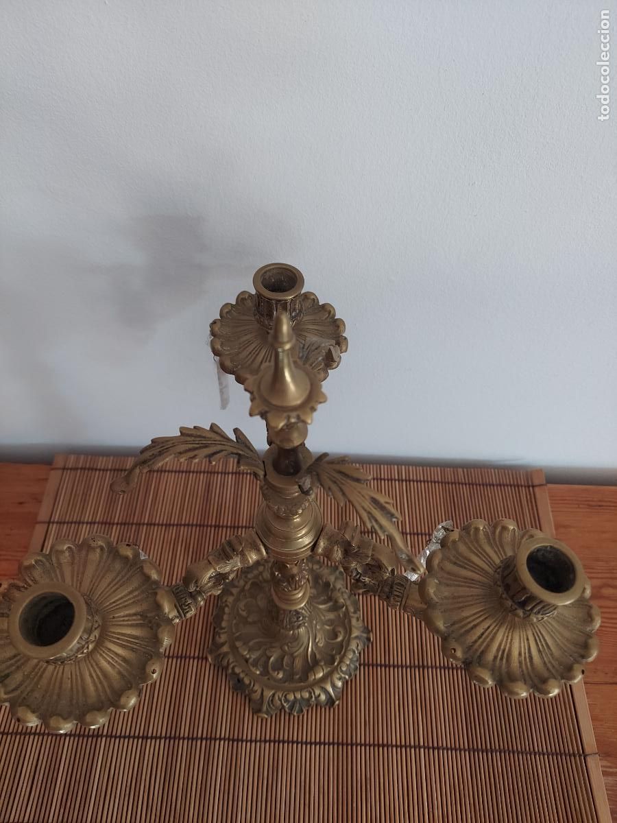 Antig&uuml;edades: Antiguo candelabro barroco de bronce - Foto 13