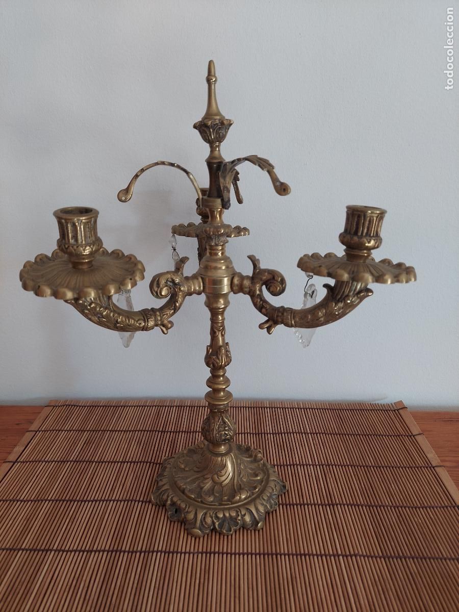 Antig&uuml;edades: Antiguo candelabro barroco de bronce - Foto 14