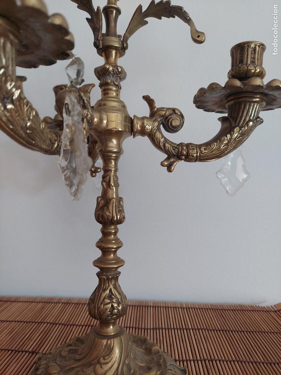 Antig&uuml;edades: Antiguo candelabro barroco de bronce - Foto 16