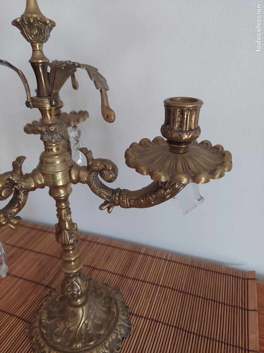 Antig&uuml;edades: Antiguo candelabro barroco de bronce - Foto 18