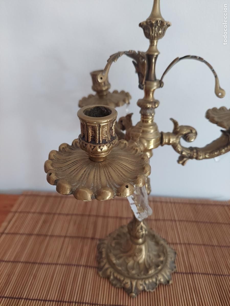 Antig&uuml;edades: Antiguo candelabro barroco de bronce - Foto 19
