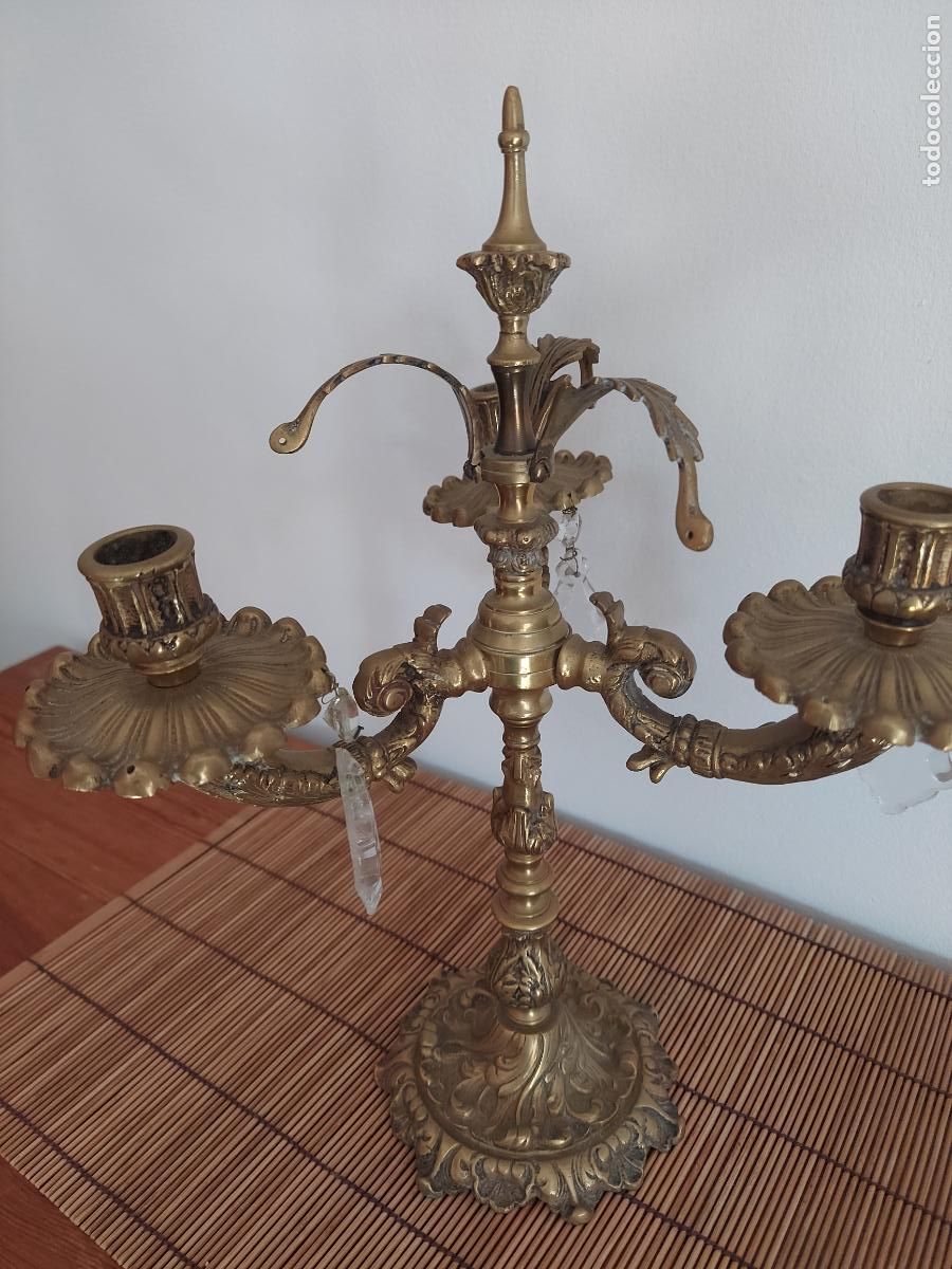Antig&uuml;edades: Antiguo candelabro barroco de bronce - Foto 21