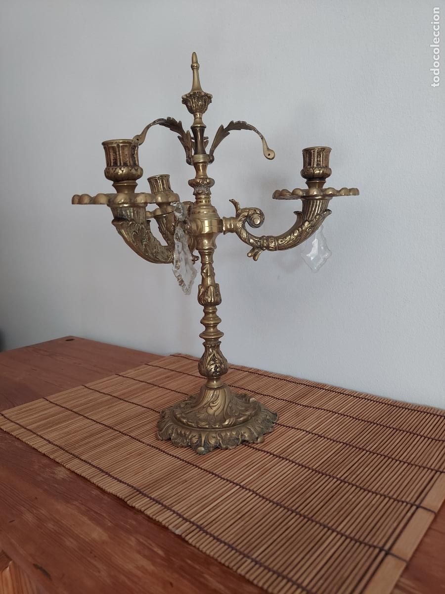 Antig&uuml;edades: Antiguo candelabro barroco de bronce - Foto 22
