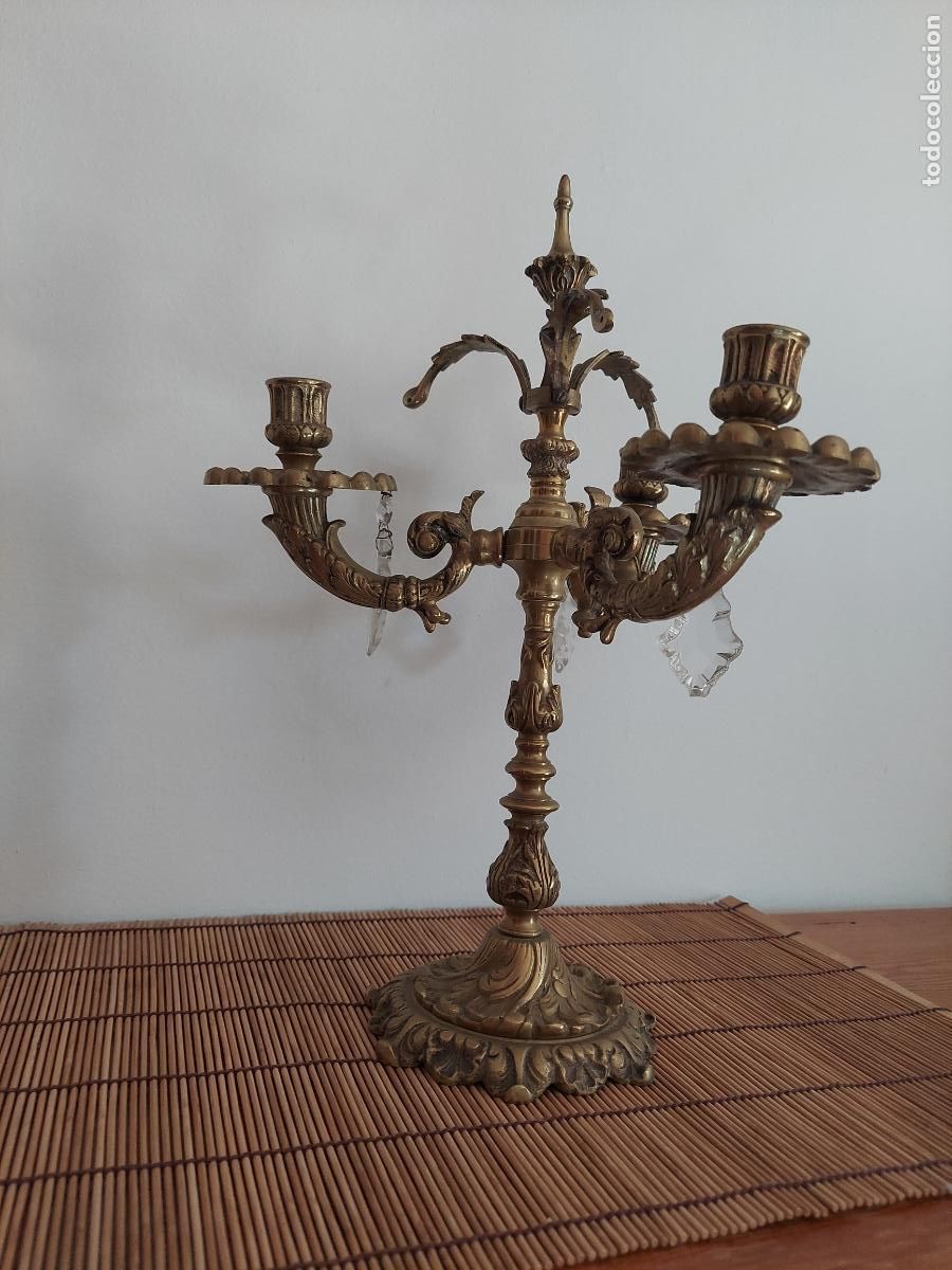 Antig&uuml;edades: Antiguo candelabro barroco de bronce - Foto 23