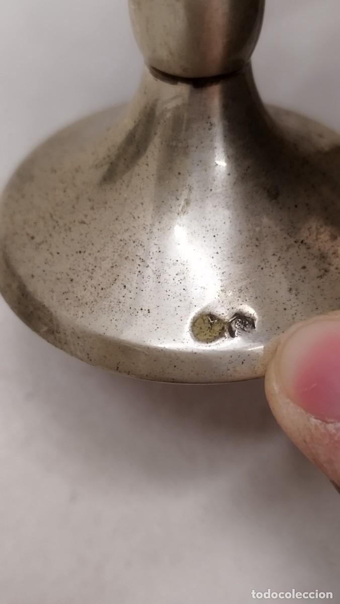 Antig&uuml;edades: Antigua copa de cristal con base de plata contrastada estrella. - Foto 10