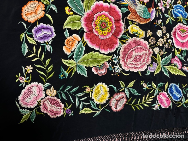 Antig&uuml;edades: Mant&oacute;n Manila negro flores - Foto 5