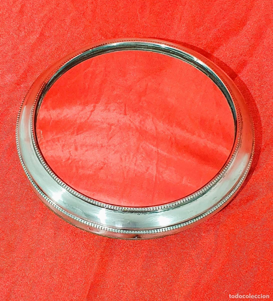 Antig&uuml;edades: Bandeja o base de plata con espejo - Foto 2