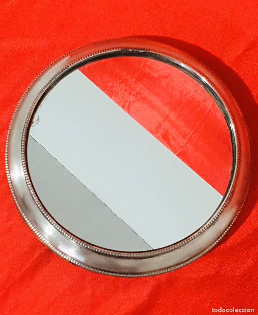 Antig&uuml;edades: Bandeja o base de plata con espejo - Foto 3