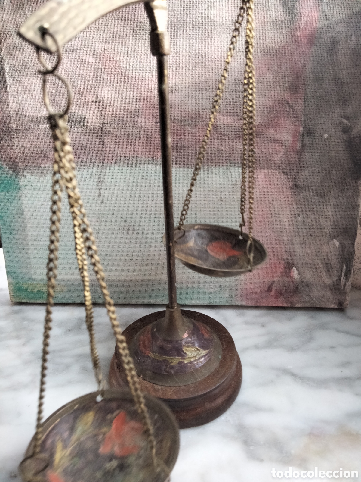 Antig&uuml;edades: Romana balanza con esmaltes de India