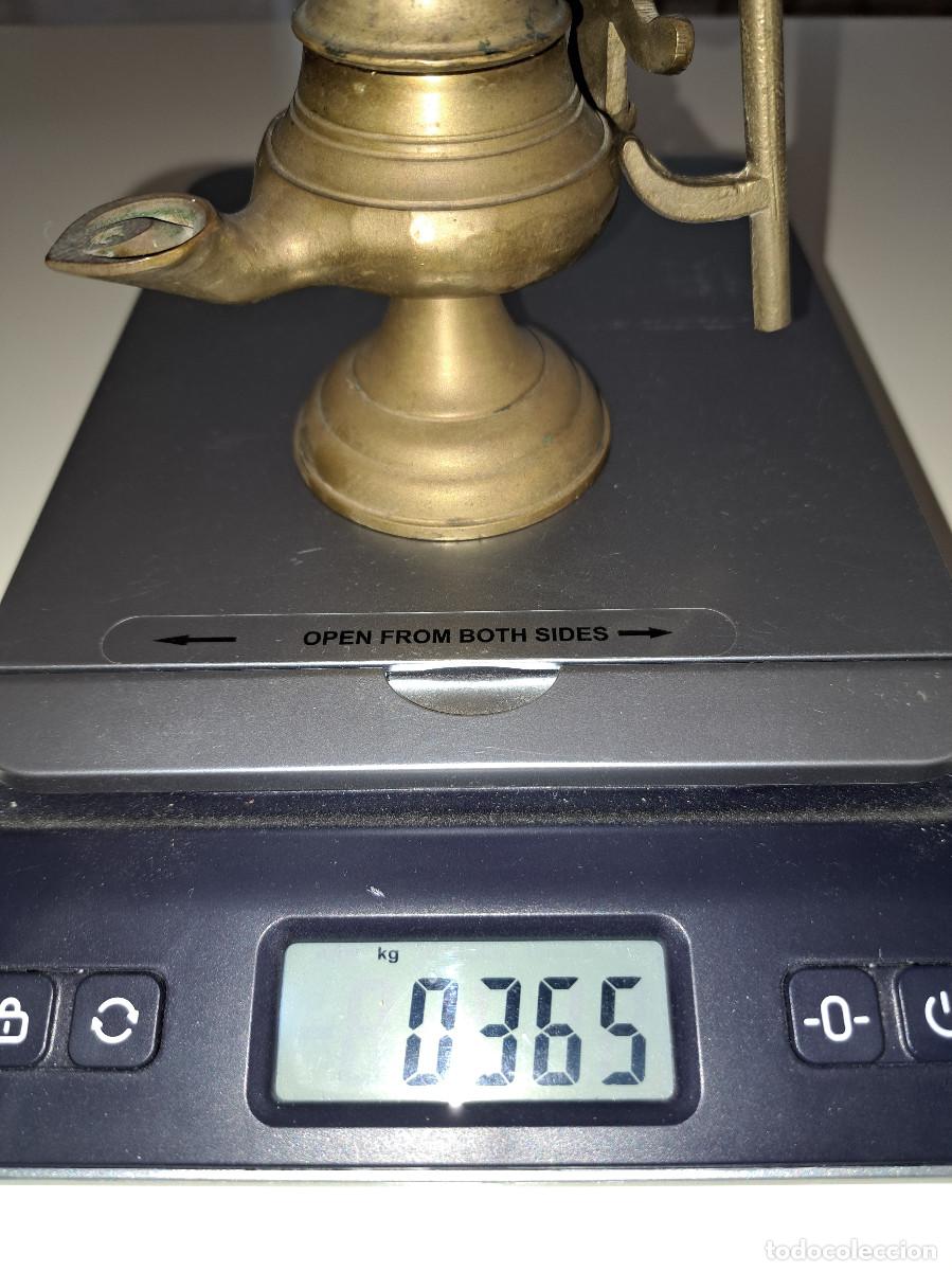 Antig&uuml;edades: L&Aacute;MPARA DE ACEITE - BRONCE - ALTO 17 CMS. - BASE; 6 CMS. - Foto 6