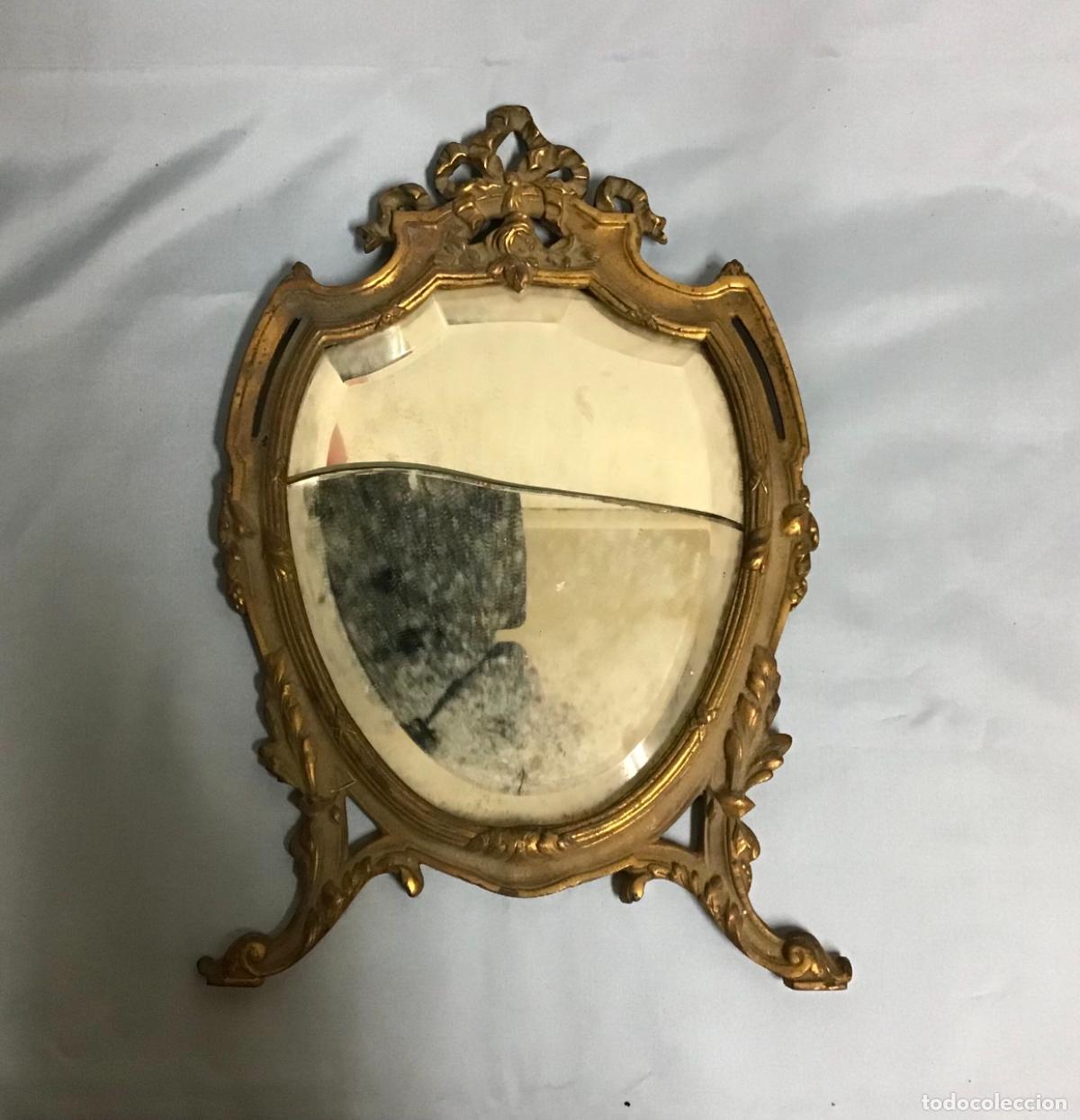 Antig&uuml;edades: ESPEJO DE SOBREMESA, BRONCE DORADO - Foto 1