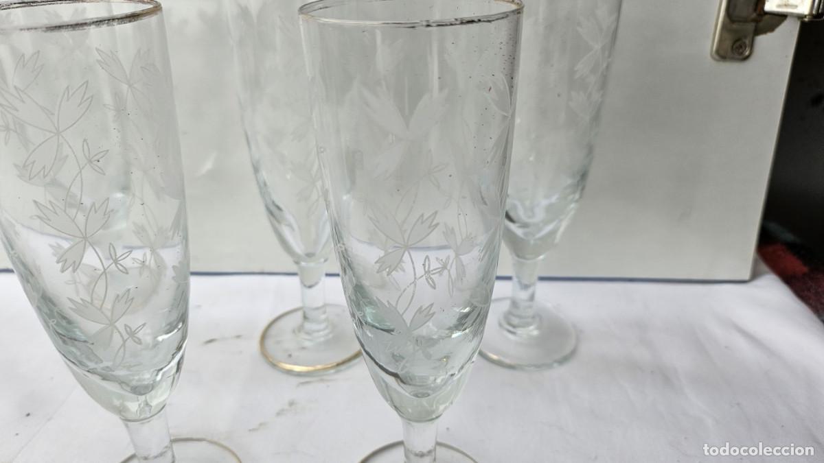 Antig&uuml;edades: 5 copas de cristal ladrada - Foto 2