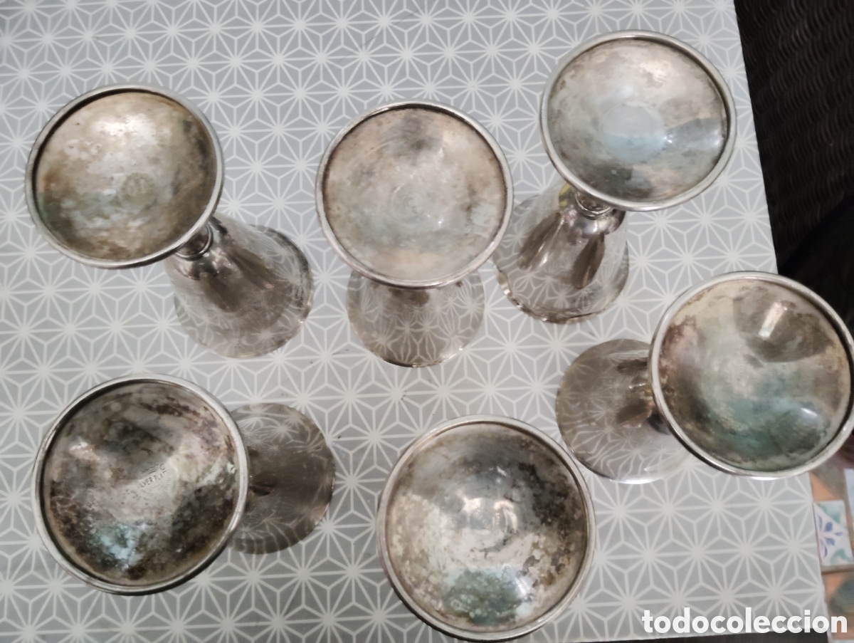 Antig&uuml;edades: SEIS COPAS TIPO LITURGICAS SILVER PLATED - Foto 2