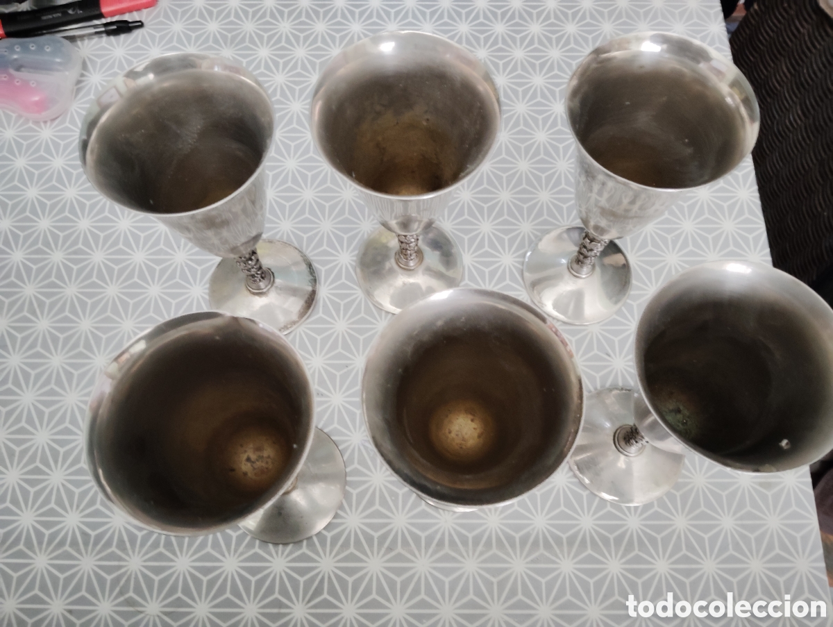 Antig&uuml;edades: SEIS COPAS TIPO LITURGICAS SILVER PLATED - Foto 4