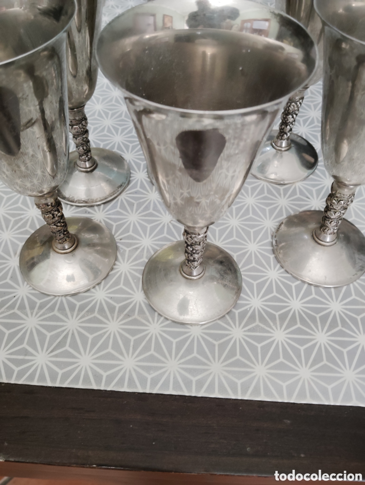 Antig&uuml;edades: SEIS COPAS TIPO LITURGICAS SILVER PLATED - Foto 5