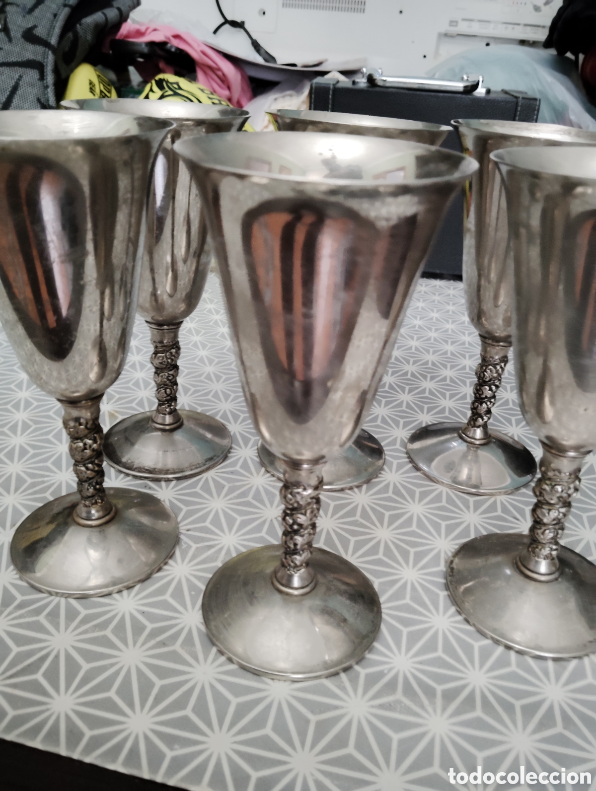 Antig&uuml;edades: SEIS COPAS TIPO LITURGICAS SILVER PLATED - Foto 6