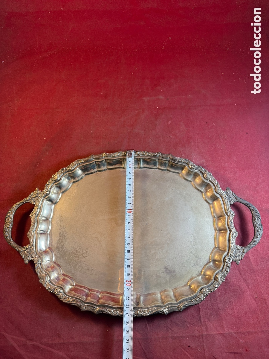 Antig&uuml;edades: Antigua bandeja plateada - Foto 3