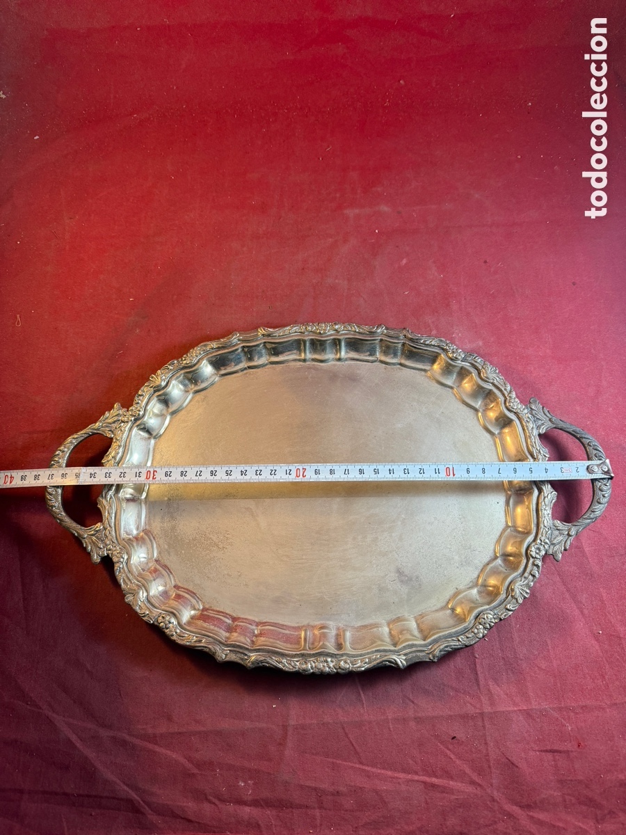 Antig&uuml;edades: Antigua bandeja plateada - Foto 4