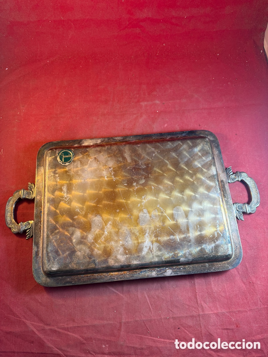 Antig&uuml;edades: Bandeja de metal plateado - Foto 2
