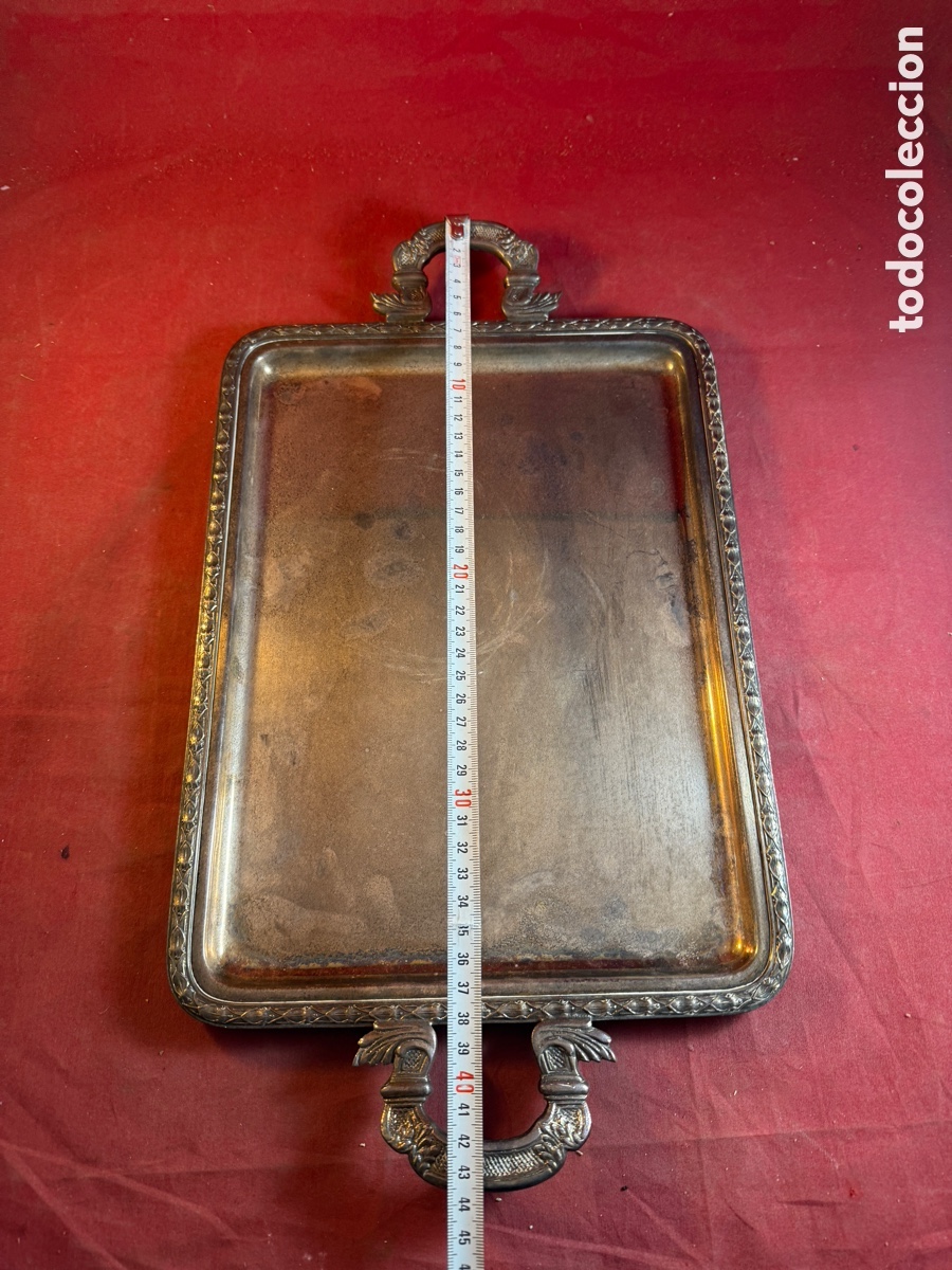 Antig&uuml;edades: Bandeja de metal plateado - Foto 3