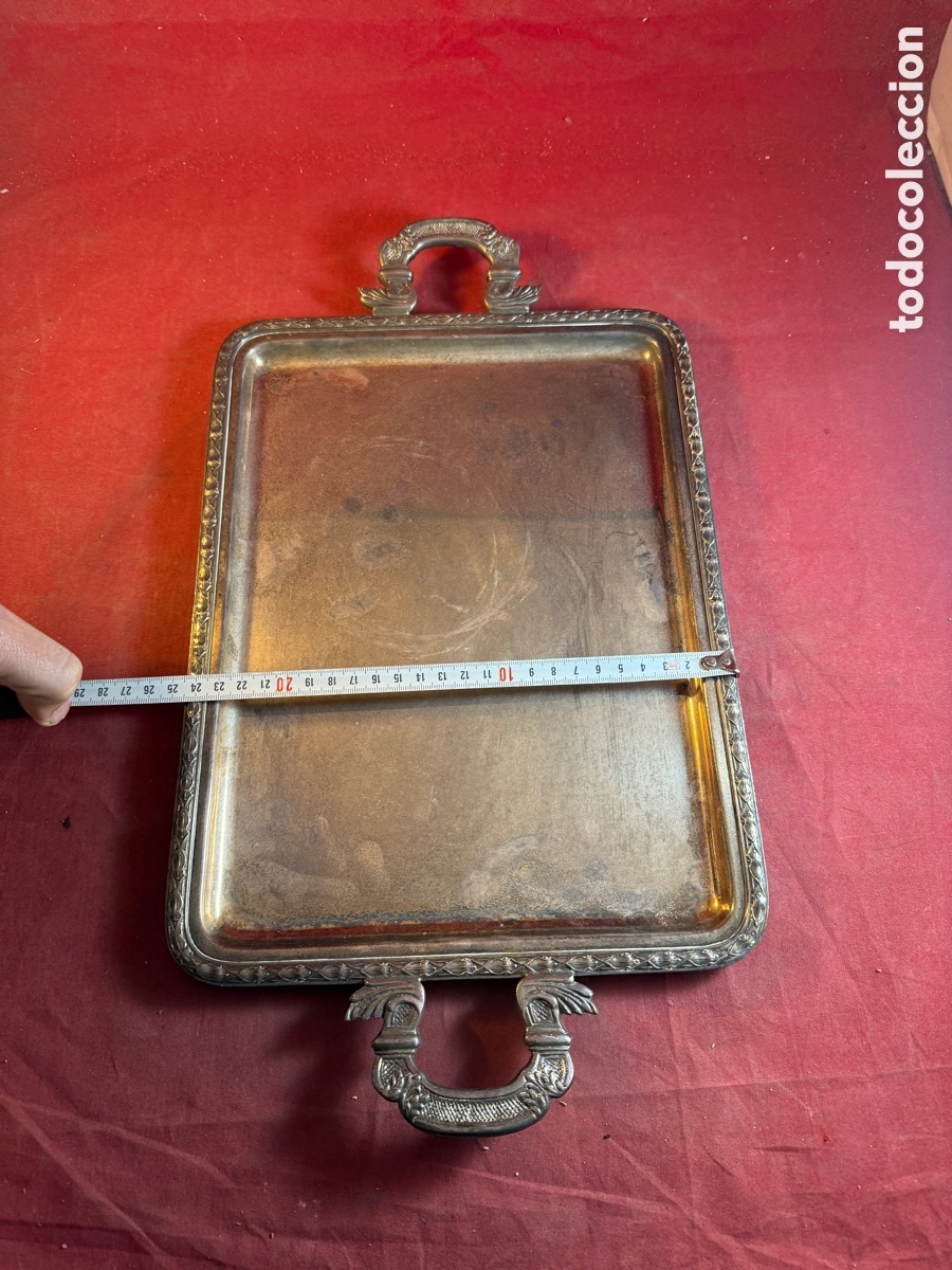 Antig&uuml;edades: Bandeja de metal plateado - Foto 4
