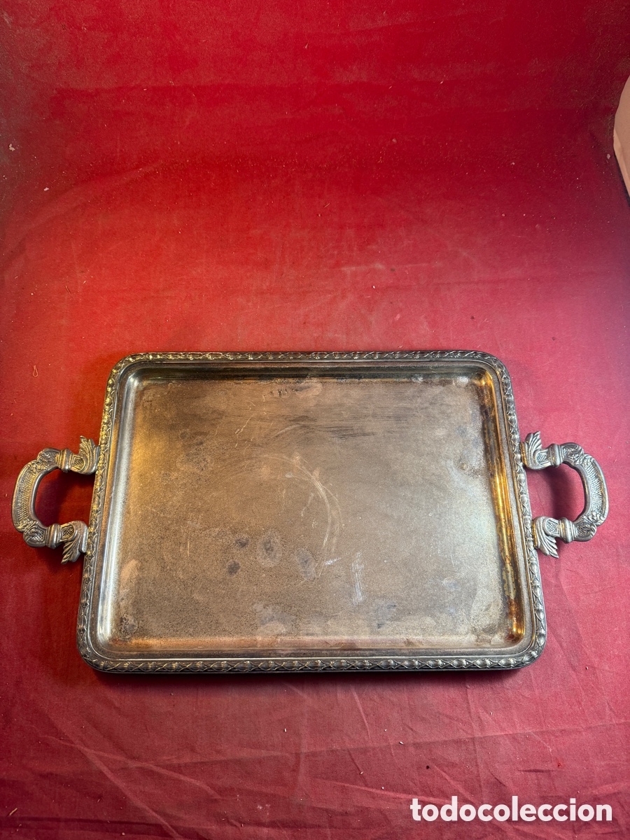 Antig&uuml;edades: Bandeja de metal plateado - Foto 1