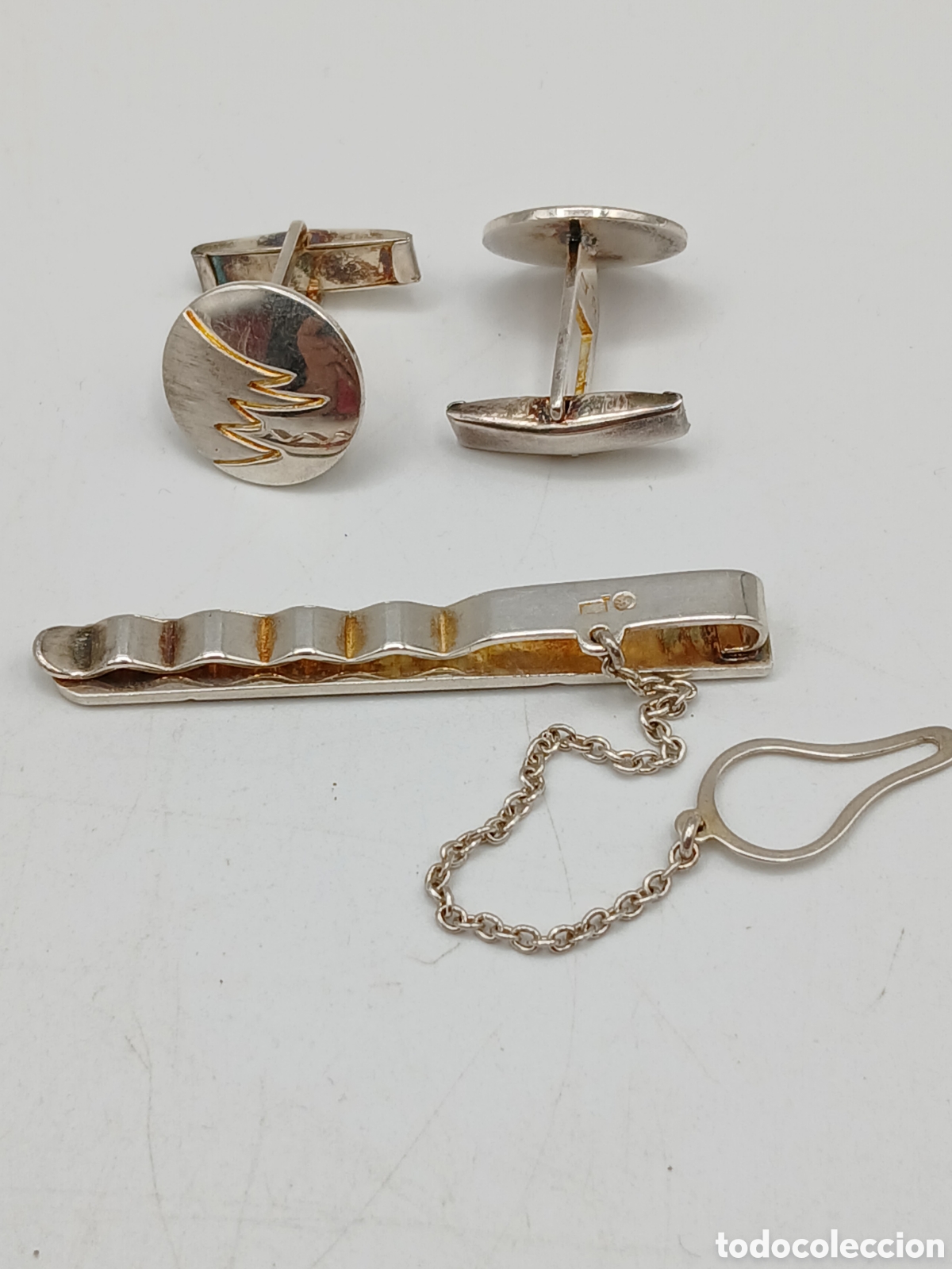 Antig&uuml;edades: Gemelos y pisacorbata plata 925mls - Foto 2