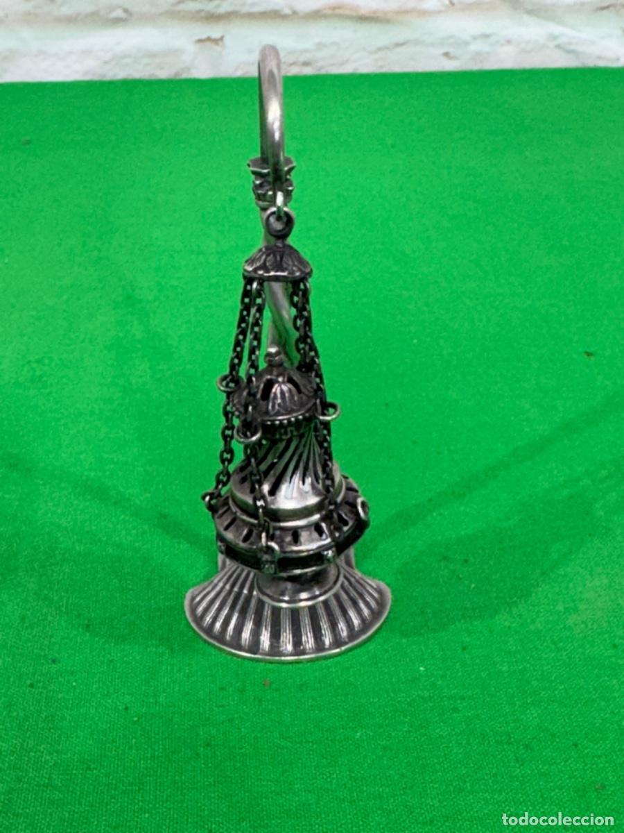 Antig&uuml;edades: BOTAFUMEIRO DE MINIATURA EN PLATA DE LEY - Foto 4