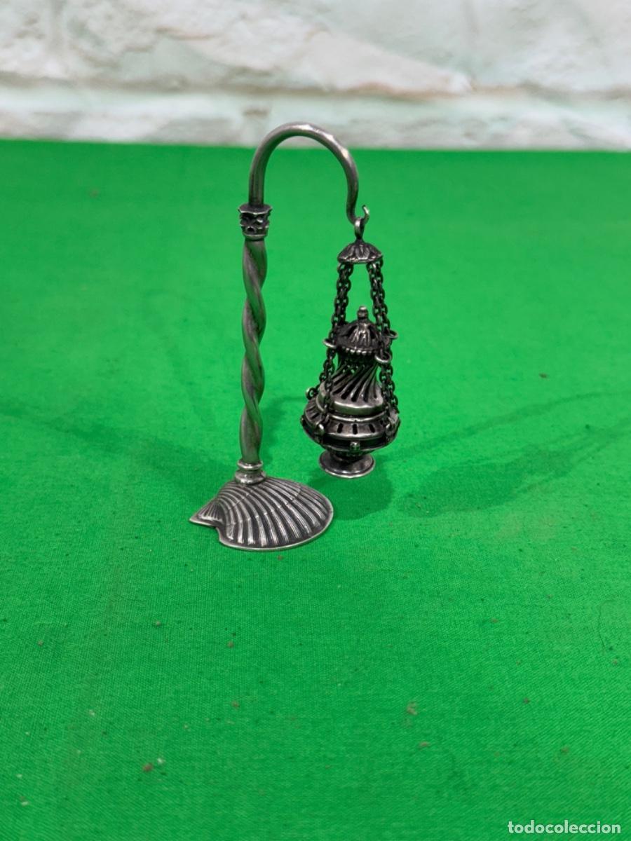 Antig&uuml;edades: BOTAFUMEIRO DE MINIATURA EN PLATA DE LEY - Foto 6