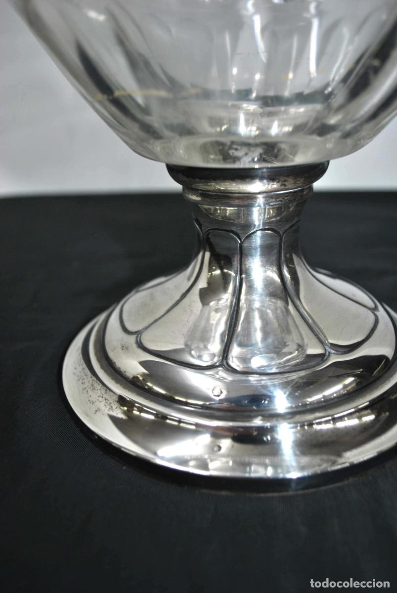 Antig&uuml;edades: COPA DE CRISTAL TALLADO Y BASE PLATA - Foto 3